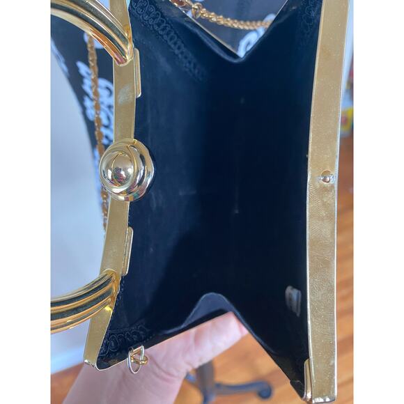 Vintage silver and gold textured hard case rope chain crossbody clutch by Sasha - Picture 6 of 6